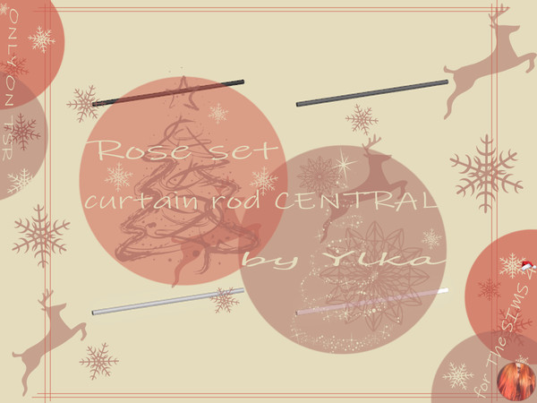 Sims 4 — [SJB] Rose set curtain rod C by Ylka by Ylka — This is the center piece for your curtain rod. the set also