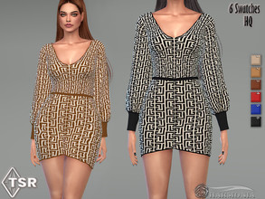 Sims 4 — Monogram Jacquard Knit Dress by Harmonia — New Mesh All Lods 6 Swatches Please do not use my textures. Please do