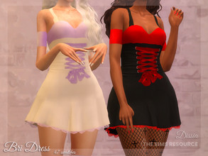 Sims 4 — Bri Dress by Dissia — Cute dress with corset tie, lace and straps Available in 47 swatches