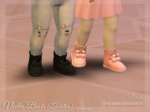 Sims 4 — Noelia Boots (Toddlers) by Dissia — Boots with pom poms for toddlers Available in 40 swatches