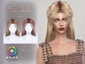 Sims 4 — Elegante long hair with twist braid (SpriteII) by S- Club by S-Club — Elegante long hair with twist braid