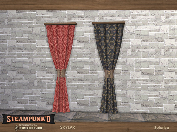 Sims 4 — Steampunked. Skylar. Curtain by soloriya — Curtain. Part of Steampunked Skylar set. 2 color variations.