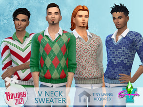 Sims 4 — Holiday21 V Neck Sweater by SimmieV — That perfectly casual and oh-so-classic look of a V-neck sweater paired