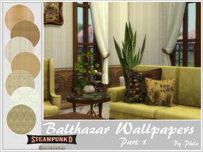 Sims 4 — Steampunked Balthazar Wallpapers (Part 1) by philo — Golden and victorian wallpapers for your Sims's Interior.