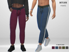 Sims 4 — Myan Pants by Puresim — Cropped pants for male only. 5 swatches.