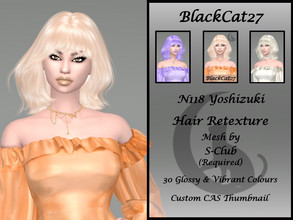 Sims 4 — S-Club n118 Yoshizuki Hair Retexture (MESH NEEDED) by BlackCat27 — A slightly curly shoulder length style, mesh