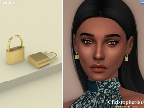 Sims 4 — Locket Earrings by christopher0672 — This is a simple pair of padlock shaped earrings. 8 Colors New Mesh by Me