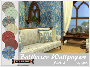 Sims 4 — Steampunked Balthazar Wallpapers (Part 2) by philo — Golden and victorian wallpapers for your Sims's Interior.