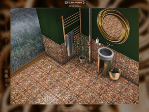 Sims 4 — Steampunked Copper Floor 2 by Caroll912 — A 4-swatch glossy copper tile floor in different tones of orange and
