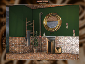 Sims 4 — Steampunked Copper Wall 2 by Caroll912 — A 4-swatch dual glossy copper tile wall in different tones of orange