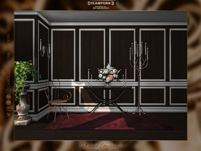 Sims 4 — Steampunked Wood Panel  by Caroll912 — A 4-swatch dual-tone wood wall panel in dark shades of brown as well as