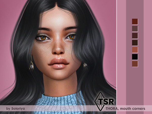 Sims 4 — Mouth Corners Thora by soloriya — Mouth corners in 7 colors. All ages, all genders. HQ compatible. Disabled for