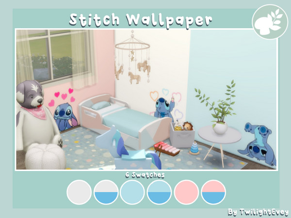 Sims 4 — Stitch Wallpaper (with solids) by twilightevey — Really wanted more kid themed wallpaper so decided to make on