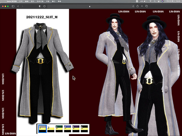 Sims 4 — Vintage Men's Suits by LIN_DIAN — - New Mesh - ALL Lods. - 6 Colors. - Specular Normal Map