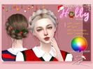 Sims 4 — Christmas Holly Hairstyle by _zy — 28+ colors All lods HQ compatible Hats compatible color slider compatible
