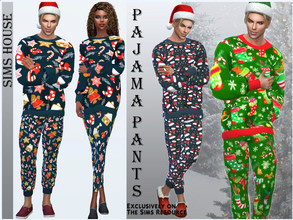 Sims 4 — Men's New Year's pajama pants by Sims_House — Men's New Year's pajama pants 6 options. Men's New Year's pajama