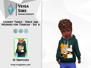 Sims 4 — Looney Tunes Space Jam Hoodies for Toddler - Set 6 by David_Mtv2 — Available in 10 swatches for toddler only. -