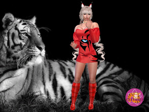 Sims 4 — Year of The Tiger (Dress) by XXXTigs — 10 Tiger Graphic Prints Synthetic Catagory