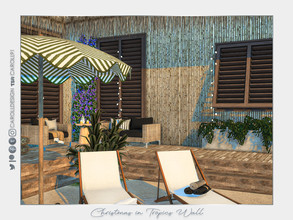 Sims 4 — Christmas in Tropics Wall  by Caroll912 — A 4-swatch bamboo wall in light tones of grey, beige, yellow and light