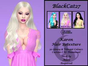 Sims 4 — Anto Karen Hair Retexture (MESH NEEDED) by BlackCat27 — A lovely long, curly hairstyle for your lady Sims, mesh