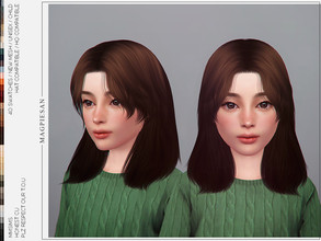 Sims 4 — Honest Hair for Child by magpiesan — Medium length hair in 40 colors for Child. HQ compatible and hat chops