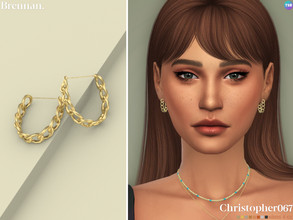Sims 4 — Brennan Earrings by christopher0672 — This is a daring pair of chunky dangle chain faux hoop earrings. 8 Colors