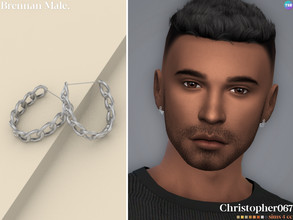 Sims 4 — Brennan Earrings Male by christopher0672 — This is a stylish pair of thick dangle chain hoop earrings. Smaller