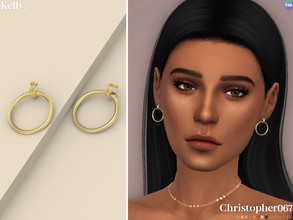 Sims 4 — Kelly Earrings by christopher0672 — This is a modern set of thick circle pendant earrings. 8 Colors New Mesh by