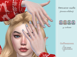 Sims 4 — Sweater nails (teen-elder) by coffeemoon — "Rings" category 4 color options for female only: teen,