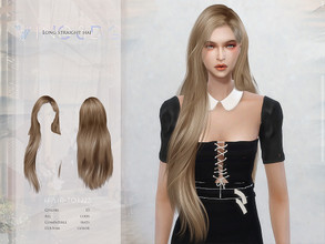 Sims 4 — Long straight hair - TO1228 by wingssims — Colors:15 All lods Compatible hats Support custom editing hair color