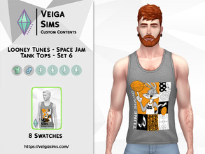 Sims 4 — Looney Tunes - Space Jam Tank Tops - Set 6 by David_Mtv2 — Available in 8 swatches for child only. - black; -