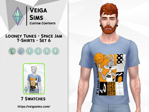 Sims 4 — Looney Tunes - Space Jam T-Shirts - Set 6 by David_Mtv2 — Available in 8 swatches for child only. - black; -