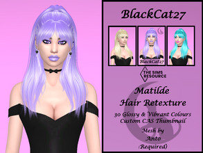Sims 4 — Anto Matilde Hair Retexture (MESH NEEDED) by BlackCat27 — A long, tied back hairstyle with bangs for your lady