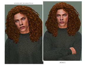 Sims 4 — Stewart Hairstyle by -Merci- — New Maxis Match Hairstyle for Sims4. -24 EA Colours. -For male, teen-elder. -Base