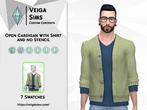 Sims 4 — Open Cardigan with Shirt (No Stencil) by David_Mtv2 — It is a recolor of a cardigan from Tiny Living (SP16).