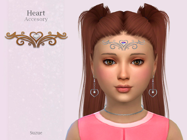 Sims 4 — Heart Accessory Child by Suzue — -New Mesh (Suzue) -20 Swatches -For Female and Male (Child) -Hats Category -HQ