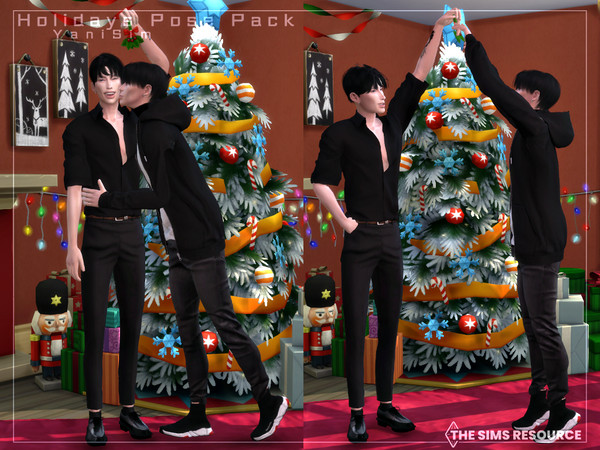 Sims 4 — Holidays Pose Pack by YaniSim — Cutesy seasonal poses for your sims Contains of 10 poses 5 group poses Height