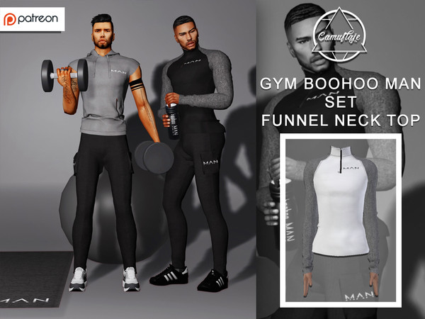 Sims 4 — [PATREON] GYM BOOHOO MAN - Funnel Neck Top by Camuflaje — * New mesh * Compatible with the base game * HQ * All