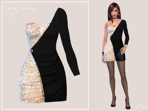 Sims 4 — GoldCollection 3 by Paogae — The third sheath dress of my Gold Collection! Gold and black ... and it's party!