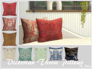 Sims 4 — Victorian Throw Pillows [Mesh Required] by philo — Cushions with victorian patterns suitable for classic
