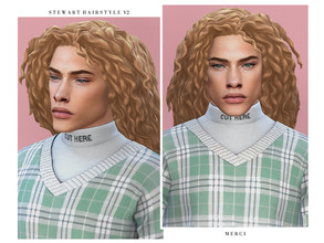 Sims 4 — Stewart Hairstyle V2 by -Merci- — New Maxis Match Hairstyle for Sims4. -24 EA Colours. -For male, teen-elder.