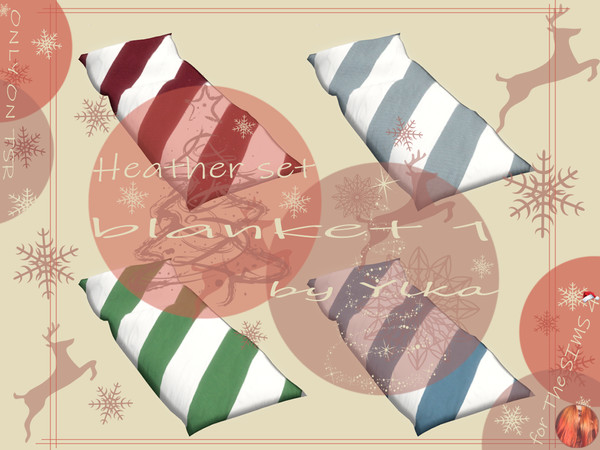 Sims 4 — [SJB] Heather set blanket 1 by Ylka by Ylka — A blanket with a Christmas print for a single bed is the first