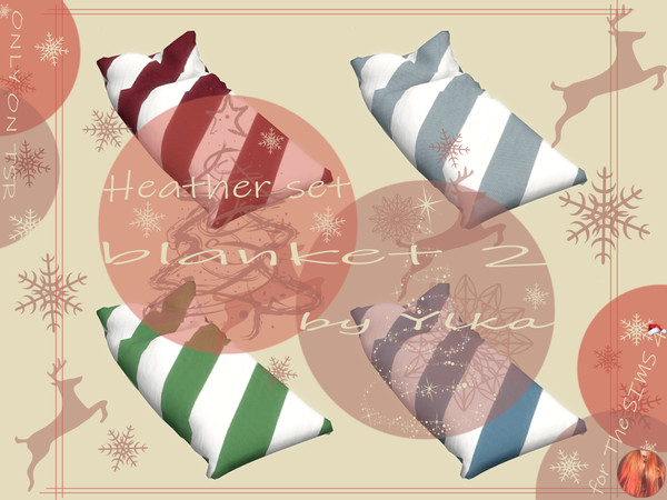Sims 4 — [SJB] Heather set blanket 2 by Ylka by Ylka — A blanket with a Christmas print for a single bed is the second