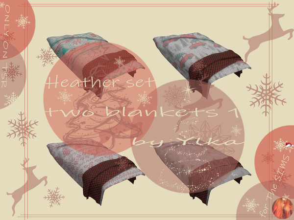 Sims 4 — [SJB] Heather set two blankets 1 by Ylka by Ylka — Two blankets with a Christmas print for a single bed, the
