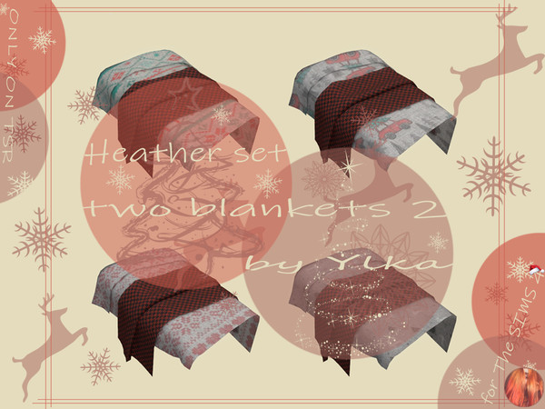 Sims 4 — [SJB] Heather set two blankets 2 by Ylka by Ylka — Two blankets with a Christmas print for a single bed are the