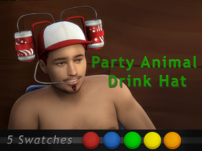 Sims 4 — Party Animal Drink Hat by RoyIMVU — This hat allows you to guzzle juice while leaving your hands free to crunch