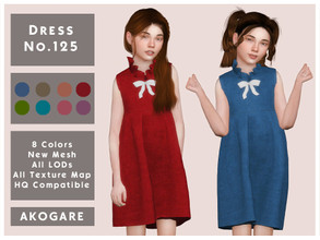 Sims 4 — Akogare Dress No.125 by _Akogare_ — Akogare Dress No.125 - 8 Colors - New Mesh (All LODs) - All Texture Maps -
