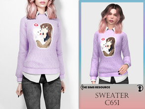 Sims 4 — Sweater C651 by turksimmer — 8 Swatches Compatible with HQ mod Works with all of skins Custom Thumbnail All Lods