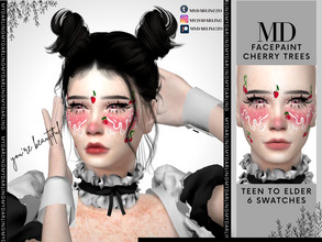 Sims 4 — FACEPAINT CHERRY TREES by Mydarling20 — base game compatible 6 swatches teen to elder