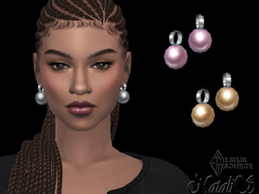 Sims 4 — Huggie hoop giant pearl earrings by Natalis — Huggie hoop giant pearl earrings. 6 pearl colors. Female